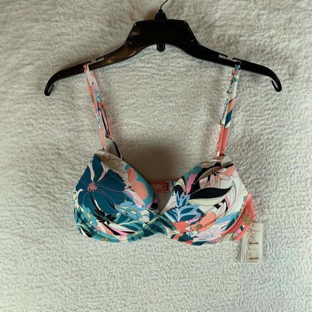 Raisins Haleiwa Moonshadow Underwire Bra Women Large White Floral Beach Swimwear